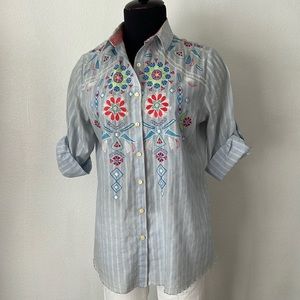 Johnny Was Embroidered Shirt